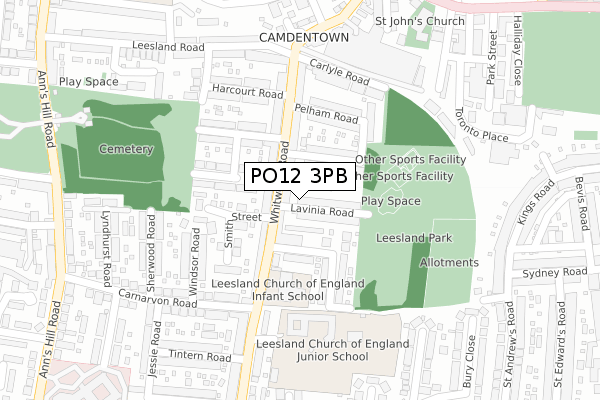 PO12 3PB map - large scale - OS Open Zoomstack (Ordnance Survey)