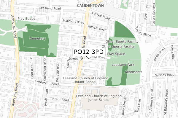 PO12 3PD map - large scale - OS Open Zoomstack (Ordnance Survey)