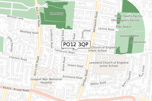 PO12 3QP map - large scale - OS Open Zoomstack (Ordnance Survey)