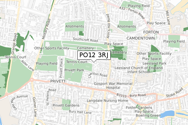 PO12 3RJ map - small scale - OS Open Zoomstack (Ordnance Survey)
