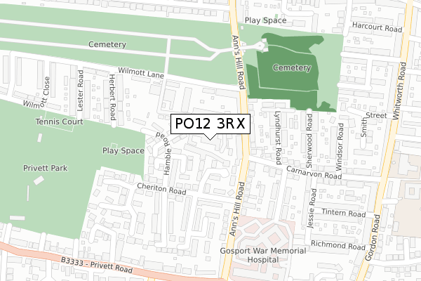 PO12 3RX map - large scale - OS Open Zoomstack (Ordnance Survey)