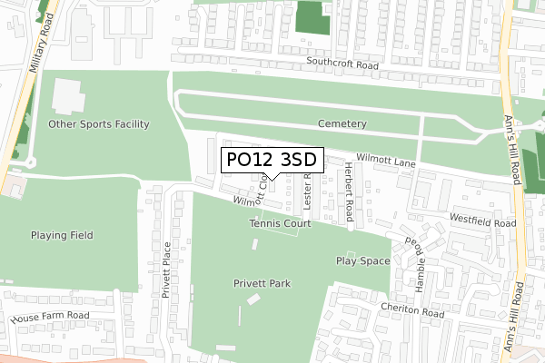 PO12 3SD map - large scale - OS Open Zoomstack (Ordnance Survey)