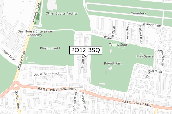 PO12 3SQ map - large scale - OS Open Zoomstack (Ordnance Survey)