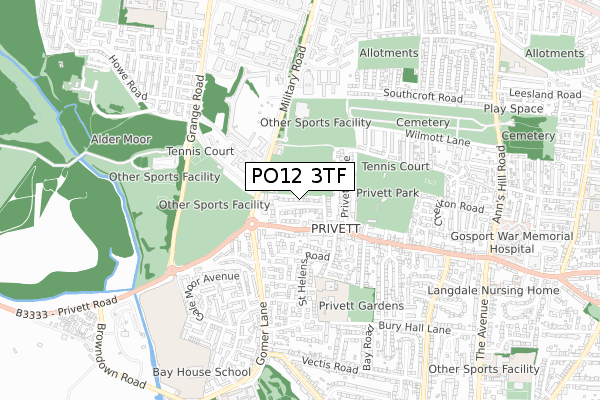 PO12 3TF map - small scale - OS Open Zoomstack (Ordnance Survey)