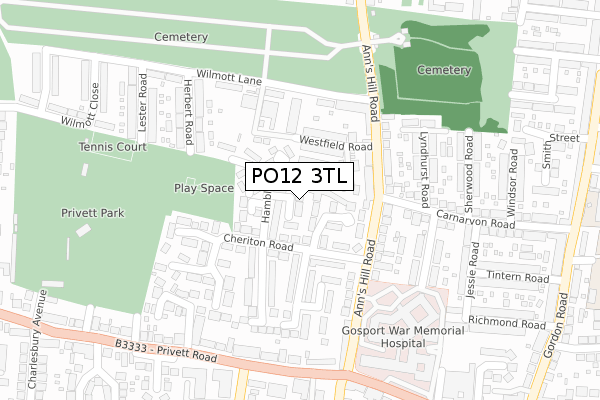 PO12 3TL map - large scale - OS Open Zoomstack (Ordnance Survey)