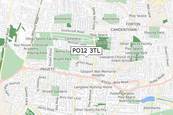 PO12 3TL map - small scale - OS Open Zoomstack (Ordnance Survey)