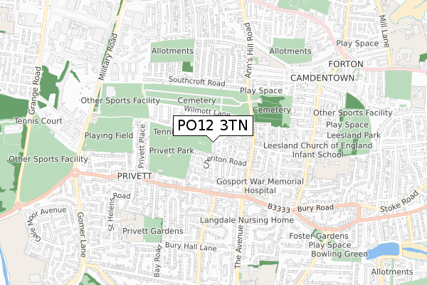 PO12 3TN map - small scale - OS Open Zoomstack (Ordnance Survey)