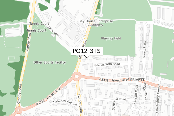 PO12 3TS map - large scale - OS Open Zoomstack (Ordnance Survey)