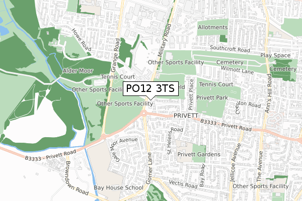 PO12 3TS map - small scale - OS Open Zoomstack (Ordnance Survey)