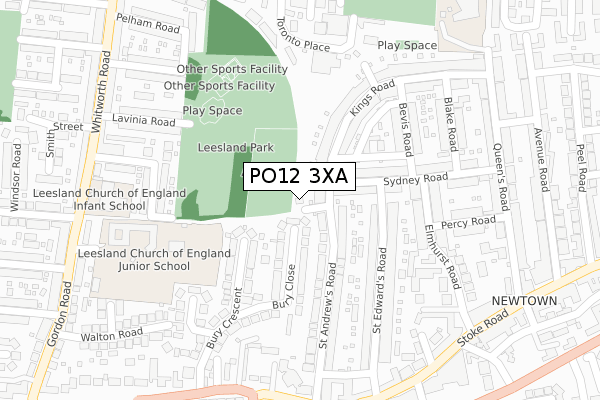 PO12 3XA map - large scale - OS Open Zoomstack (Ordnance Survey)
