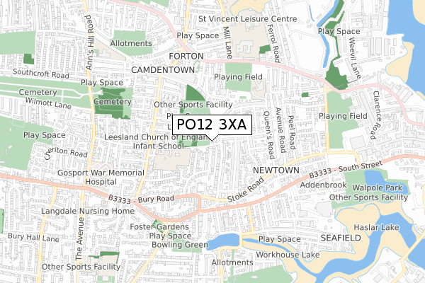 PO12 3XA map - small scale - OS Open Zoomstack (Ordnance Survey)
