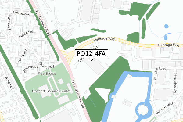 PO12 4FA map - large scale - OS Open Zoomstack (Ordnance Survey)