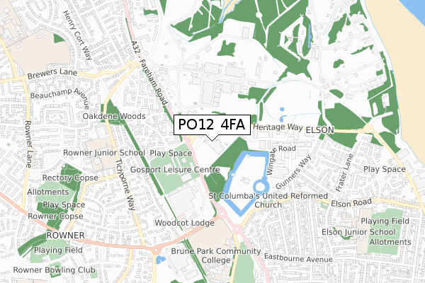 PO12 4FA map - small scale - OS Open Zoomstack (Ordnance Survey)