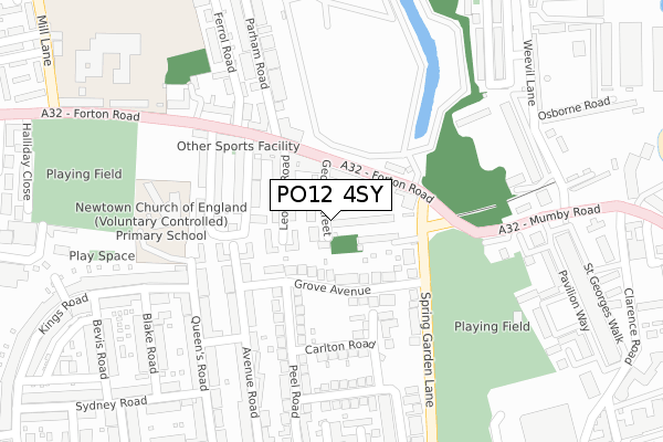 PO12 4SY map - large scale - OS Open Zoomstack (Ordnance Survey)
