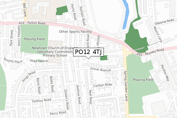 PO12 4TJ map - large scale - OS Open Zoomstack (Ordnance Survey)