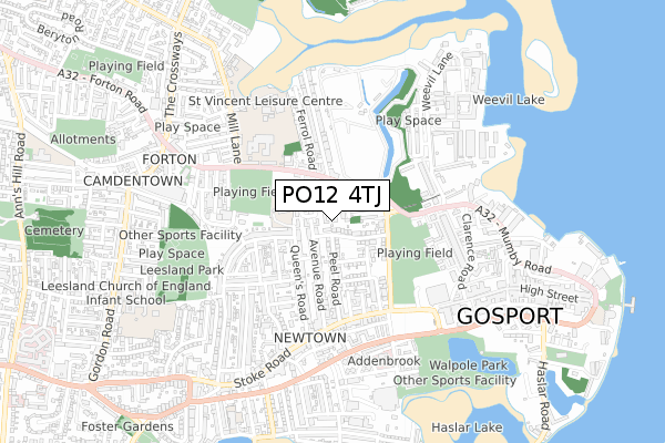 PO12 4TJ map - small scale - OS Open Zoomstack (Ordnance Survey)