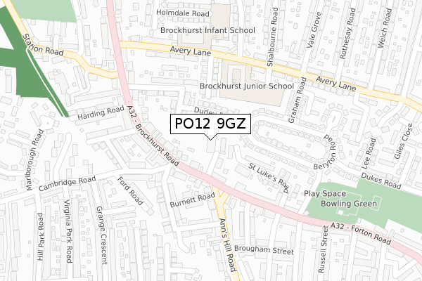 PO12 9GZ map - large scale - OS Open Zoomstack (Ordnance Survey)
