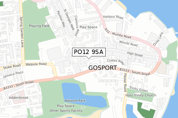 PO12 9SA map - large scale - OS Open Zoomstack (Ordnance Survey)