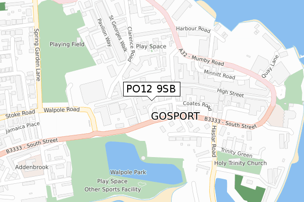 PO12 9SB map - large scale - OS Open Zoomstack (Ordnance Survey)