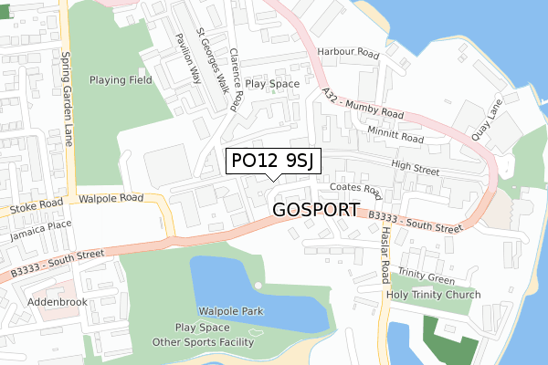 PO12 9SJ map - large scale - OS Open Zoomstack (Ordnance Survey)