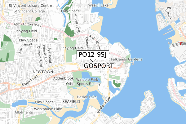 PO12 9SJ map - small scale - OS Open Zoomstack (Ordnance Survey)