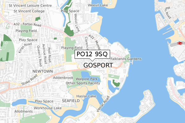 PO12 9SQ map - small scale - OS Open Zoomstack (Ordnance Survey)