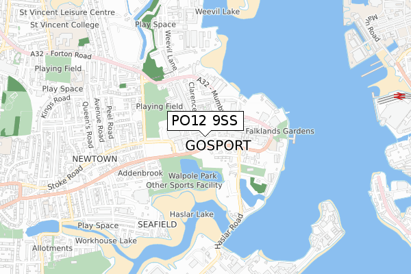 PO12 9SS map - small scale - OS Open Zoomstack (Ordnance Survey)