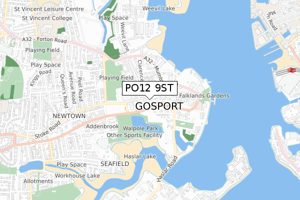 PO12 9ST map - small scale - OS Open Zoomstack (Ordnance Survey) PO12 9ST map - small scale - OS Open Zoomstack (Ordnance Survey)