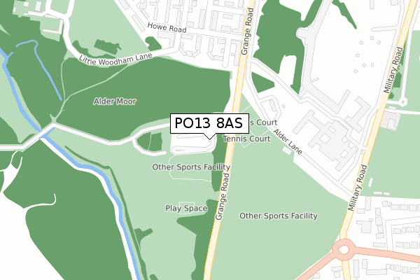 PO13 8AS map - large scale - OS Open Zoomstack (Ordnance Survey)