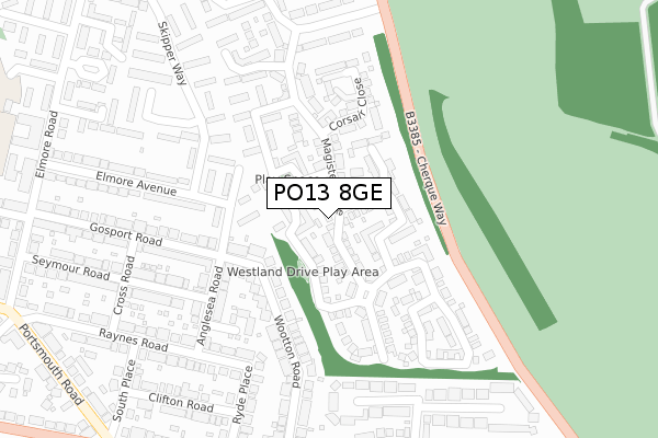 PO13 8GE map - large scale - OS Open Zoomstack (Ordnance Survey)