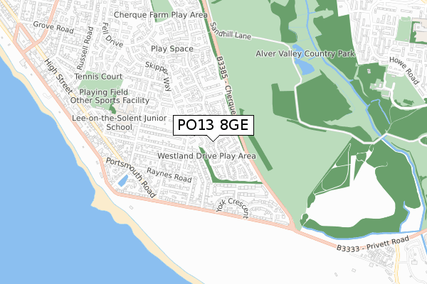 PO13 8GE map - small scale - OS Open Zoomstack (Ordnance Survey)