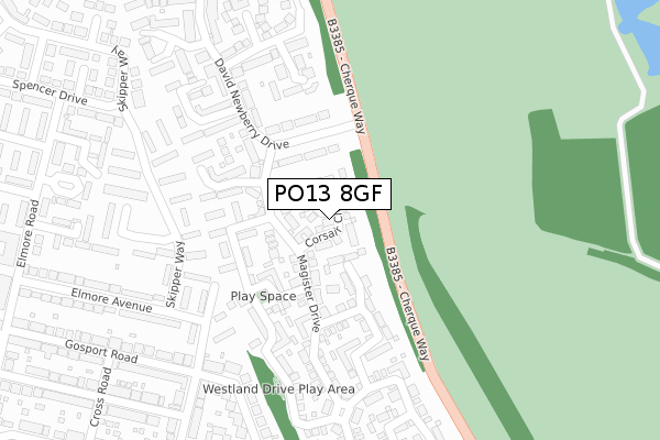 PO13 8GF map - large scale - OS Open Zoomstack (Ordnance Survey)