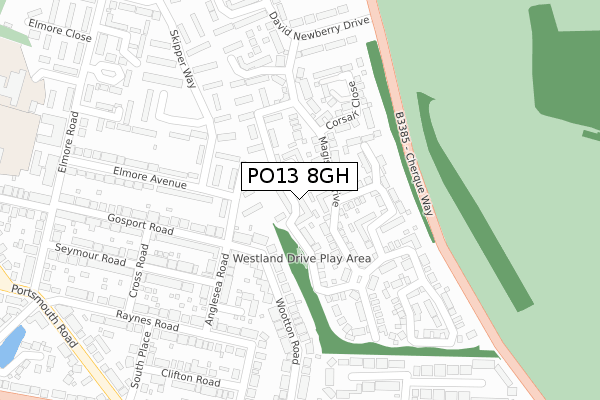 PO13 8GH map - large scale - OS Open Zoomstack (Ordnance Survey)