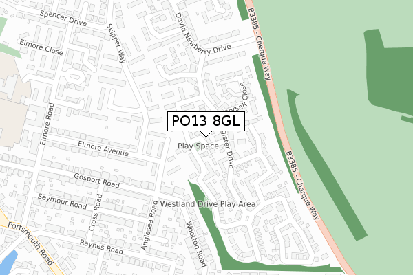 PO13 8GL map - large scale - OS Open Zoomstack (Ordnance Survey)