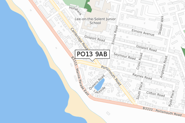 PO13 9AB map - large scale - OS Open Zoomstack (Ordnance Survey)