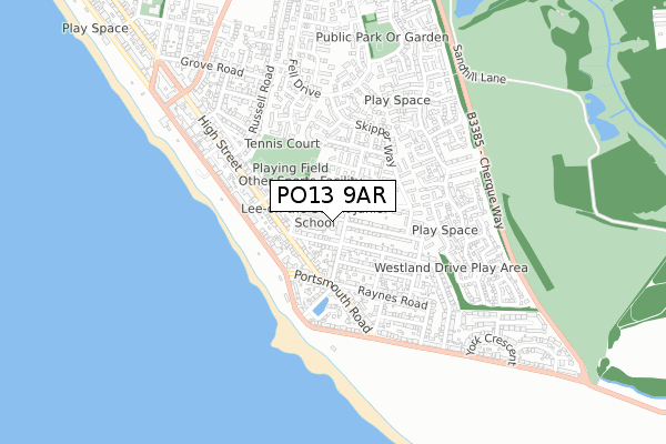 PO13 9AR map - small scale - OS Open Zoomstack (Ordnance Survey)