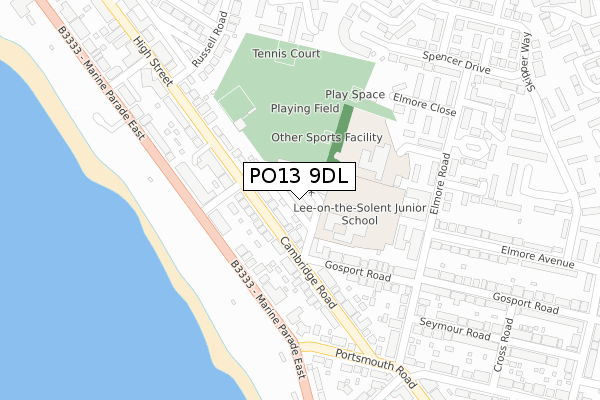 PO13 9DL map - large scale - OS Open Zoomstack (Ordnance Survey)