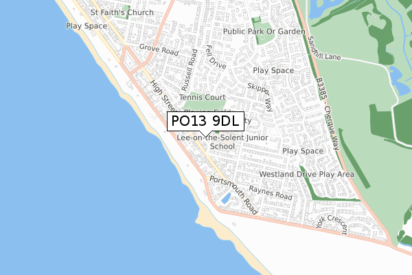 PO13 9DL map - small scale - OS Open Zoomstack (Ordnance Survey)
