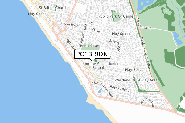 PO13 9DN map - small scale - OS Open Zoomstack (Ordnance Survey)