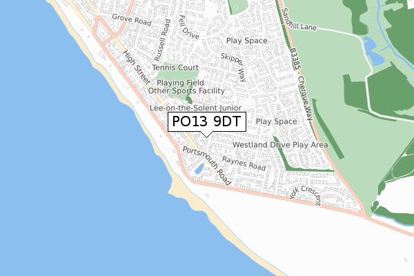 PO13 9DT map - small scale - OS Open Zoomstack (Ordnance Survey)
