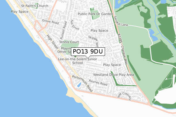PO13 9DU map - small scale - OS Open Zoomstack (Ordnance Survey)