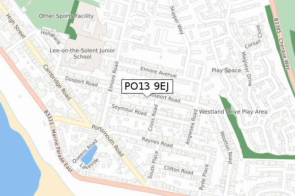 PO13 9EJ map - large scale - OS Open Zoomstack (Ordnance Survey)