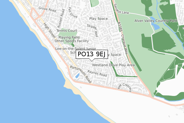 PO13 9EJ map - small scale - OS Open Zoomstack (Ordnance Survey)
