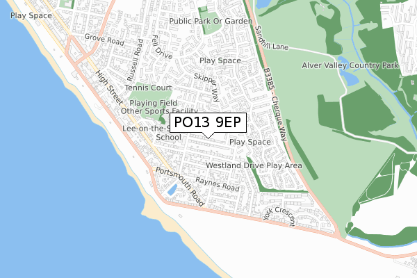 PO13 9EP map - small scale - OS Open Zoomstack (Ordnance Survey)