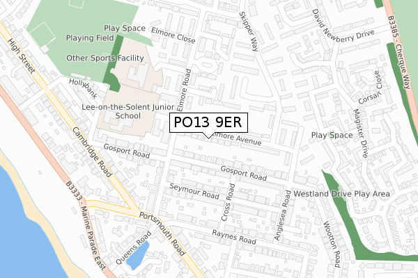 PO13 9ER map - large scale - OS Open Zoomstack (Ordnance Survey)