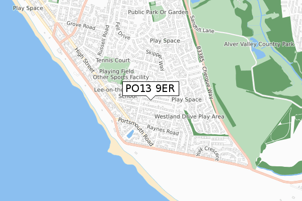 PO13 9ER map - small scale - OS Open Zoomstack (Ordnance Survey)