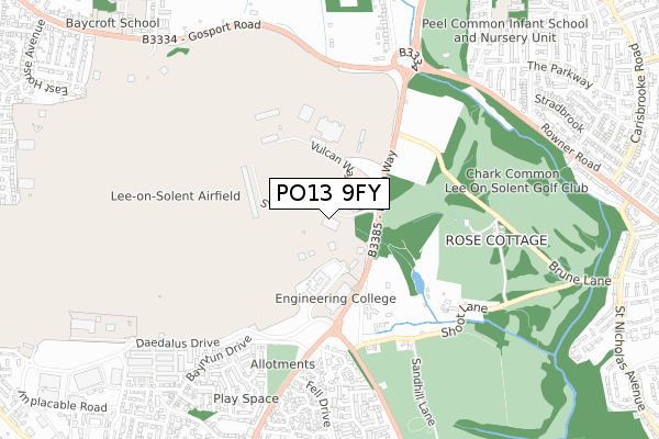 PO13 9FY map - small scale - OS Open Zoomstack (Ordnance Survey)
