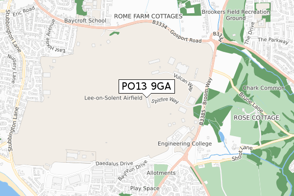 PO13 9GA map - small scale - OS Open Zoomstack (Ordnance Survey)