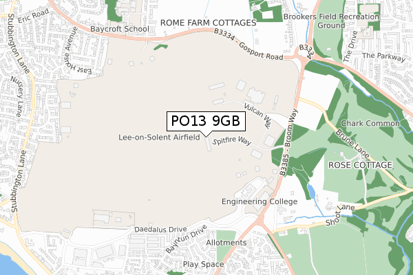 PO13 9GB map - small scale - OS Open Zoomstack (Ordnance Survey)