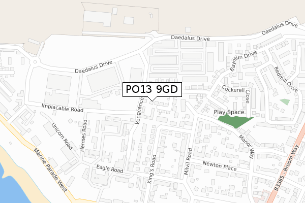 PO13 9GD map - large scale - OS Open Zoomstack (Ordnance Survey) PO13 9GD map - large scale - OS Open Zoomstack (Ordnance Survey)